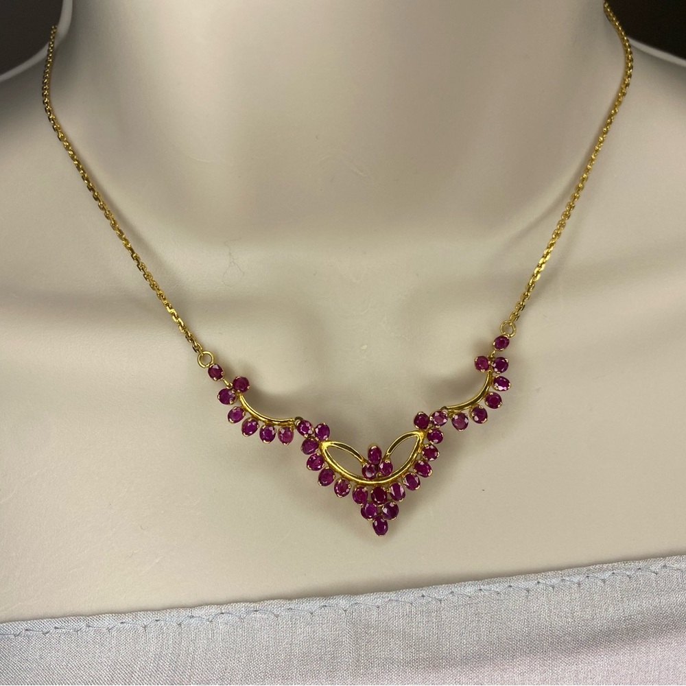 Burmese Ruby Necklace In 18k Solid Gold New - image 2